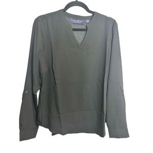 Elizabeth & Clarke Staintech New black V Neck Long Sleeve Black Size 12